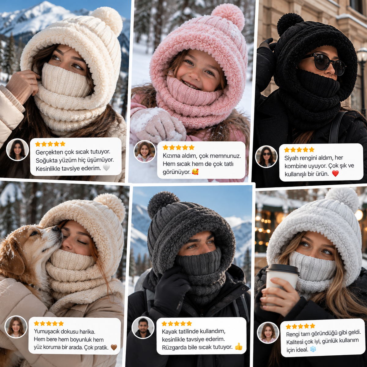 FAVU Cozy™ 3'ü 1 Arada Peluş Kışlık Bere