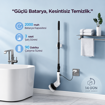 9 Başlıklı Şarjlı Elektrikli Temizlik Fırçası